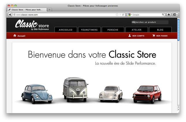 Aperçu du site internet de Classic Store