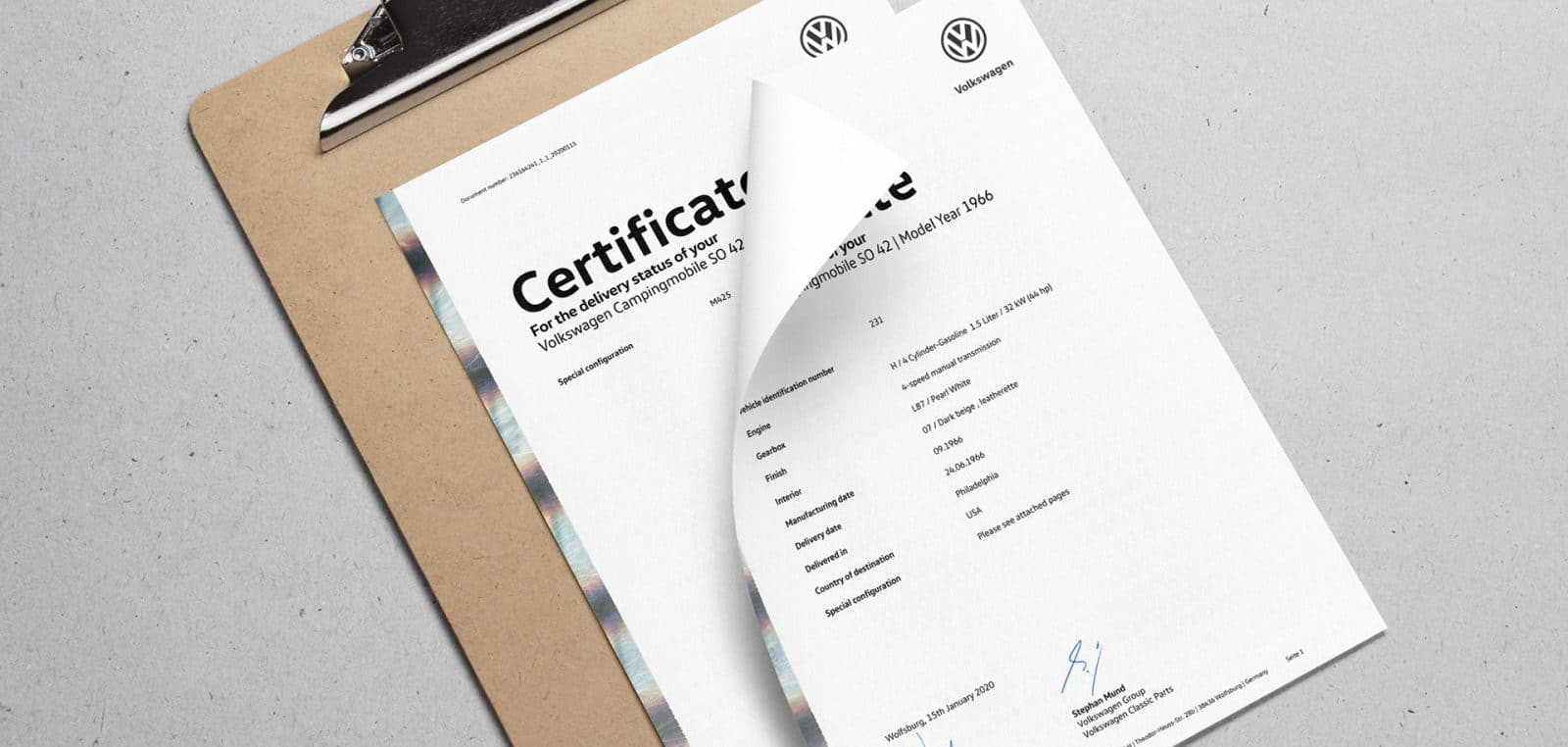 Certificat VW S042
